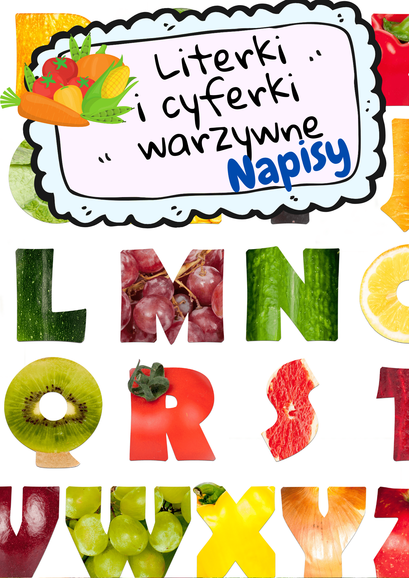 Literki i cyferki - wzór warzywne - edu - skarbnica.pl