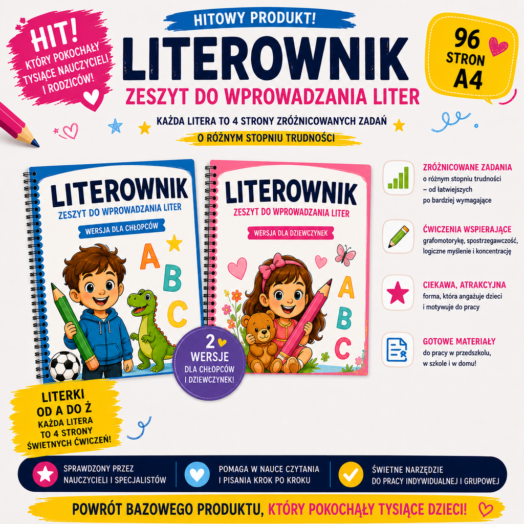 Literownik - zeszyt do wprowadzania liter