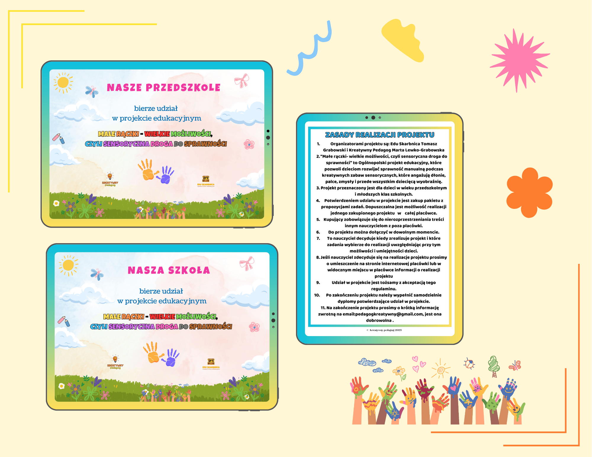 „Małe rączki – wielkie możliwości, czyli sensoryczna droga do sprawności - projekt edukacyjny - edu - skarbnica.pl