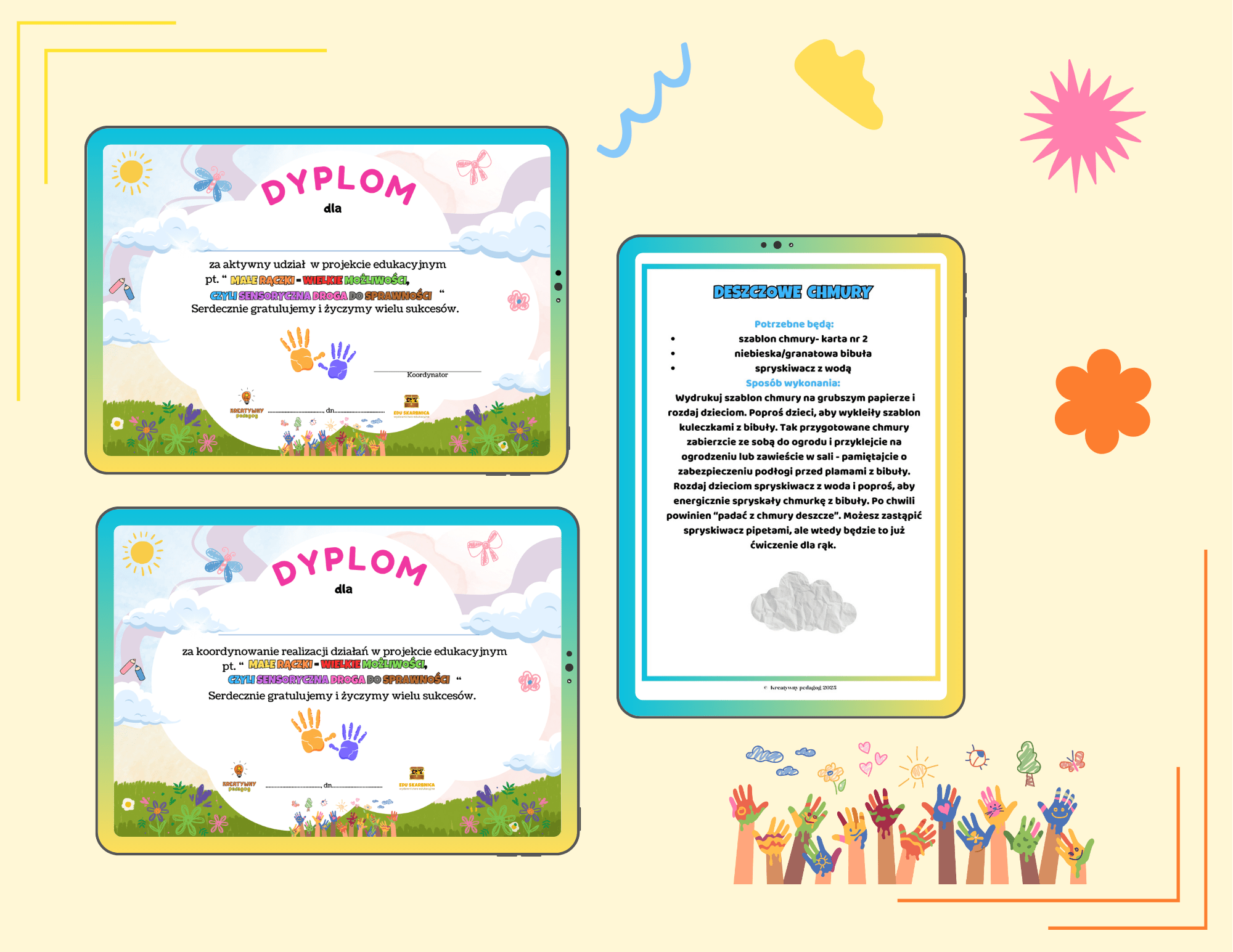 „Małe rączki – wielkie możliwości, czyli sensoryczna droga do sprawności - projekt edukacyjny - edu - skarbnica.pl