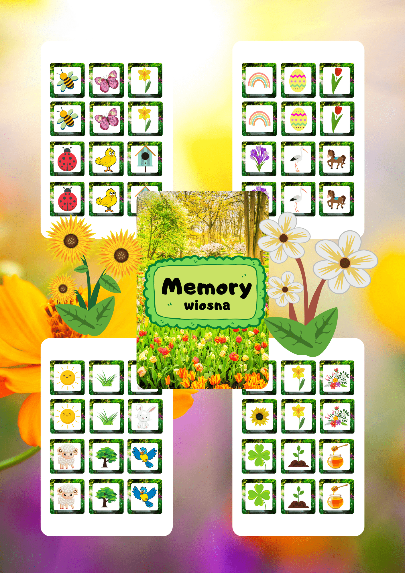 Memory gra edukacyjna dla dzieci - wiosna - edu - skarbnica.pl