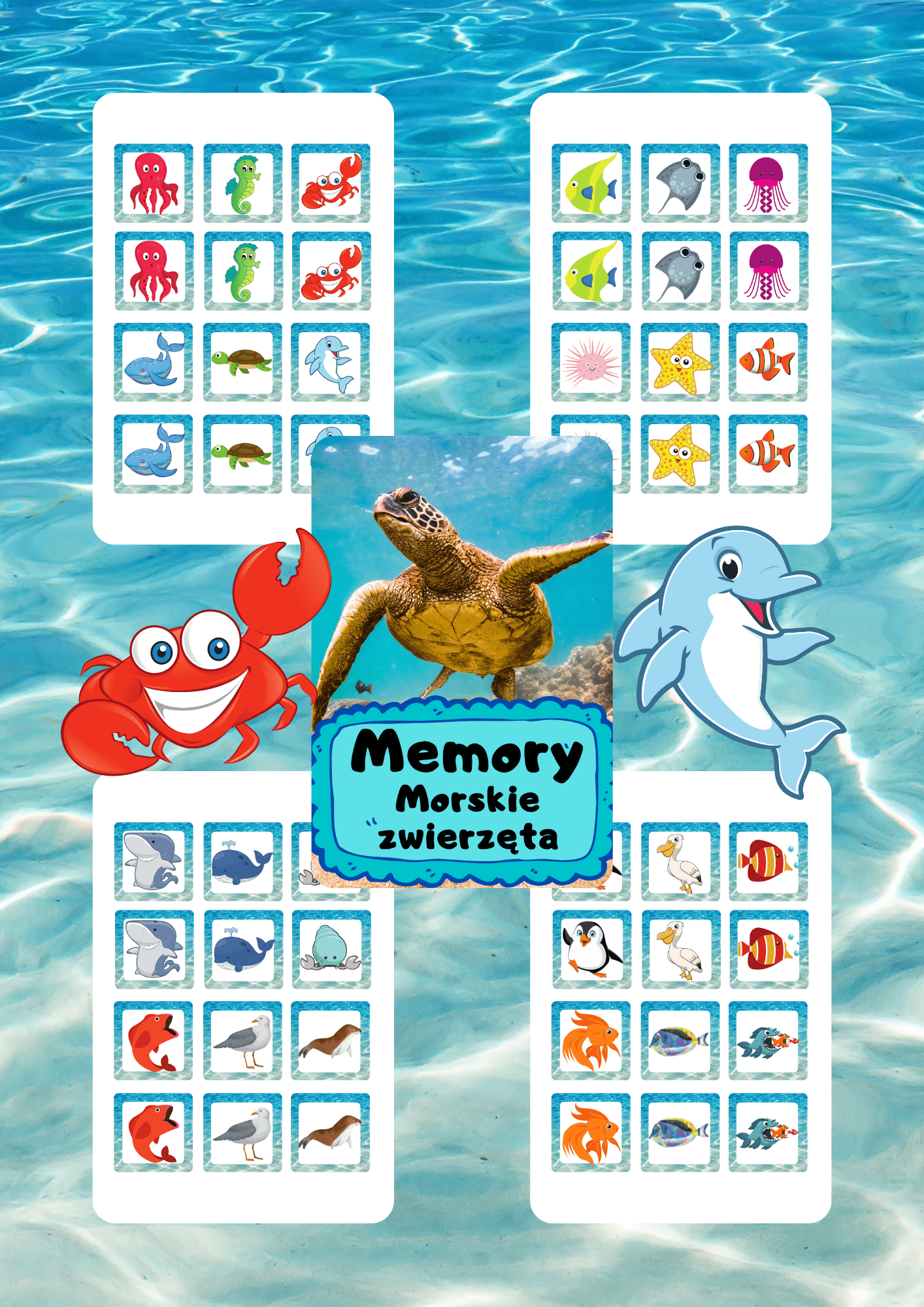 Memory - zwierzęta morskie gra PDF - edu - skarbnica.pl