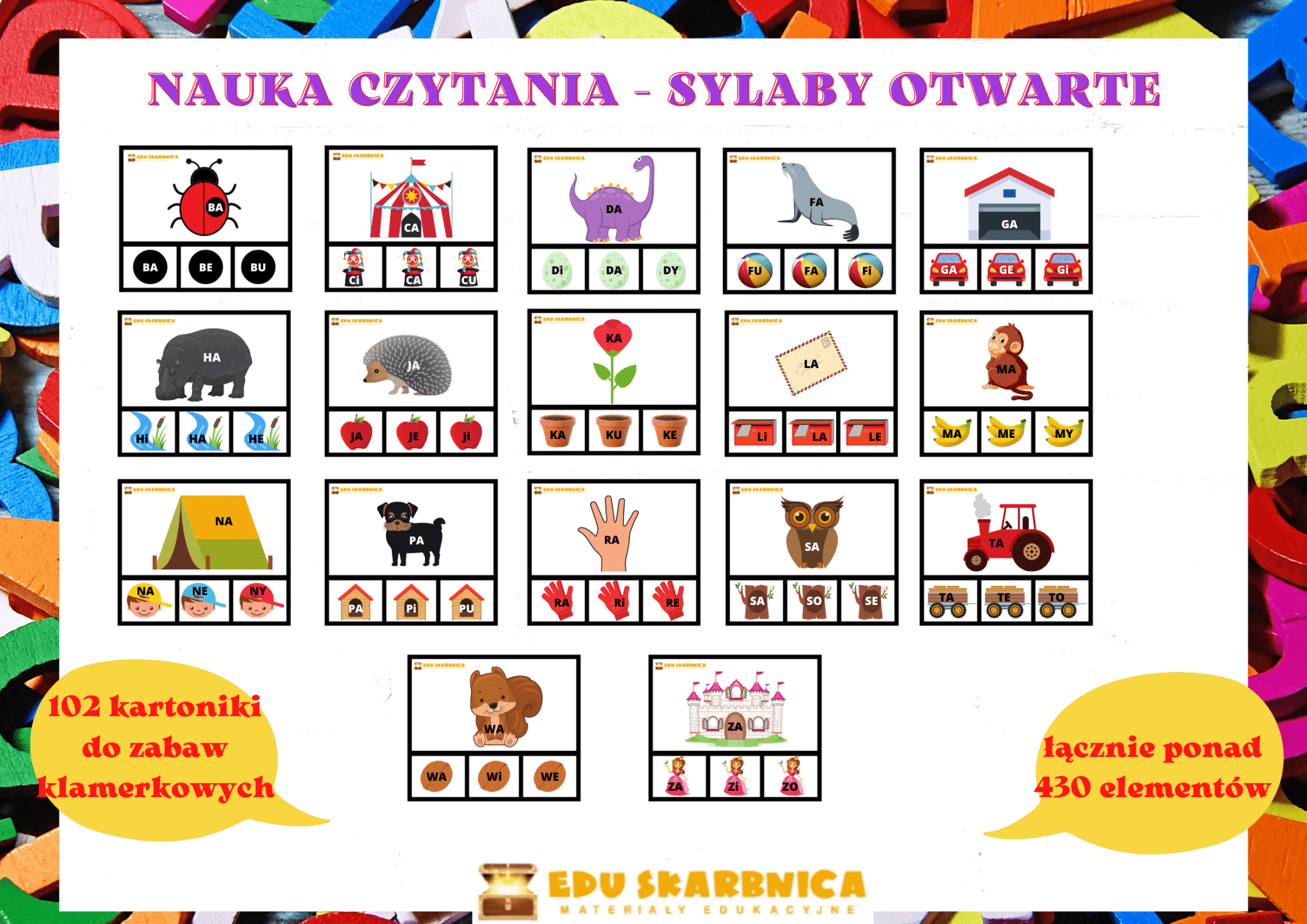 Nauka czytania sylabowego dla dzieci - edu - skarbnica.pl