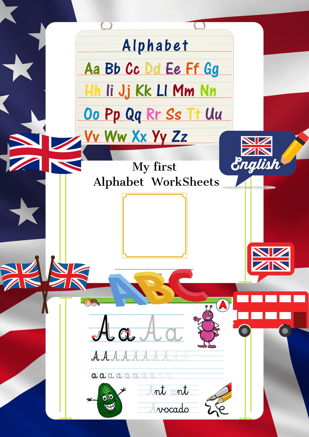 Nauka Pisania (j. angielski) My first Alphabet WorkSheets - edu - skarbnica.pl