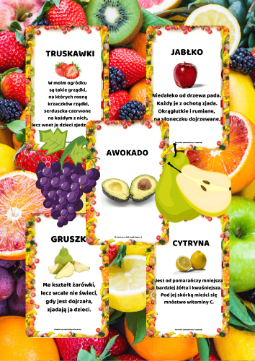 Owoce zestaw PDF do nauki dzieci - edu - skarbnica.pl