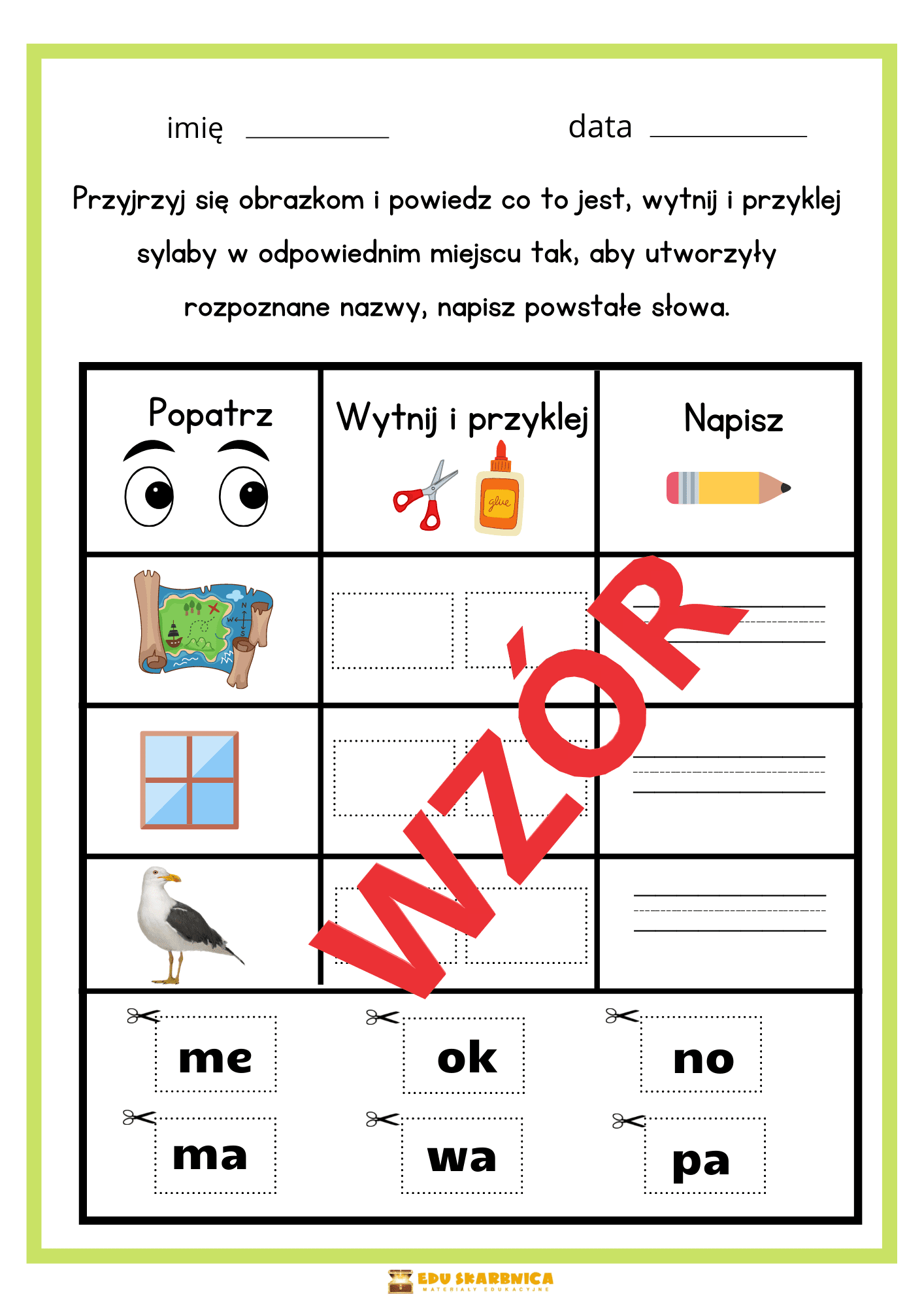 Popatrz, wytnij, przyklej i napisz - edu - skarbnica.pl