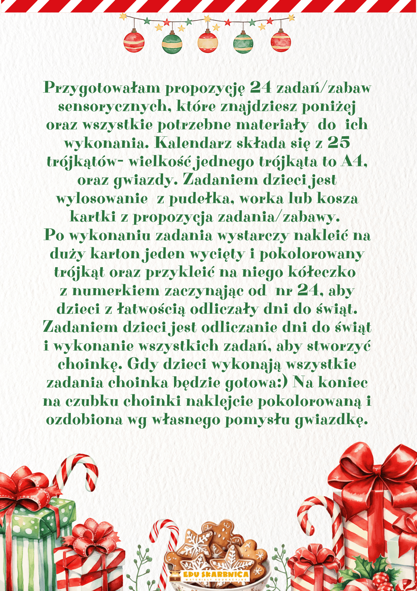 Sensoryczny kalendarz adwentowy - edu - skarbnica.pl