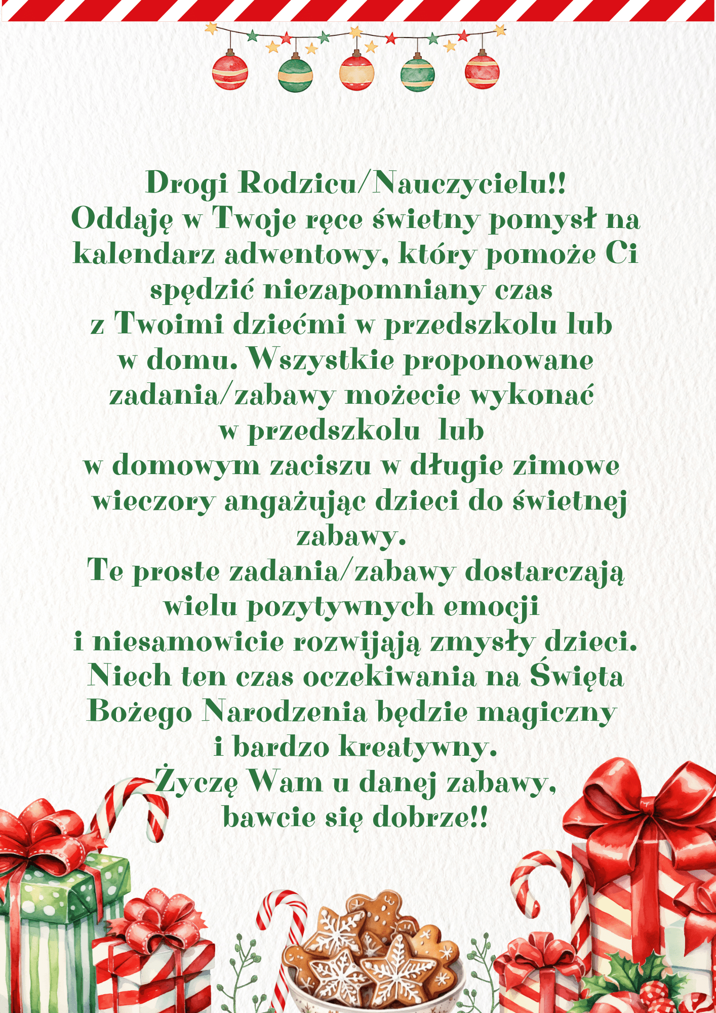 Sensoryczny kalendarz adwentowy - edu - skarbnica.pl