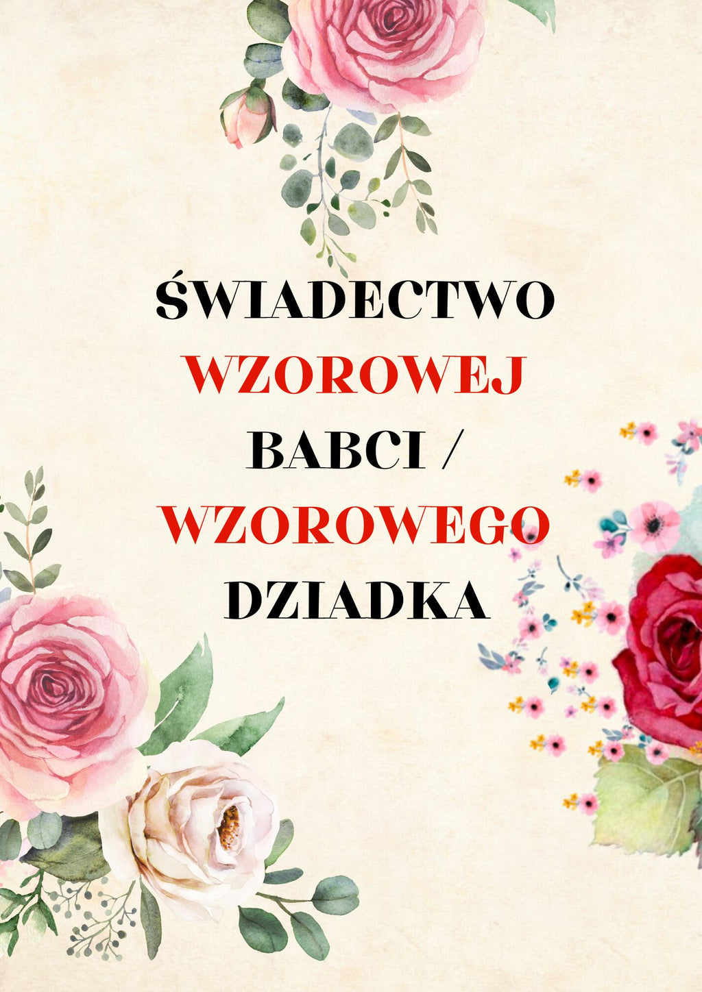 Świadectwo Wzorowego Dziadka i Babci - edu - skarbnica.pl