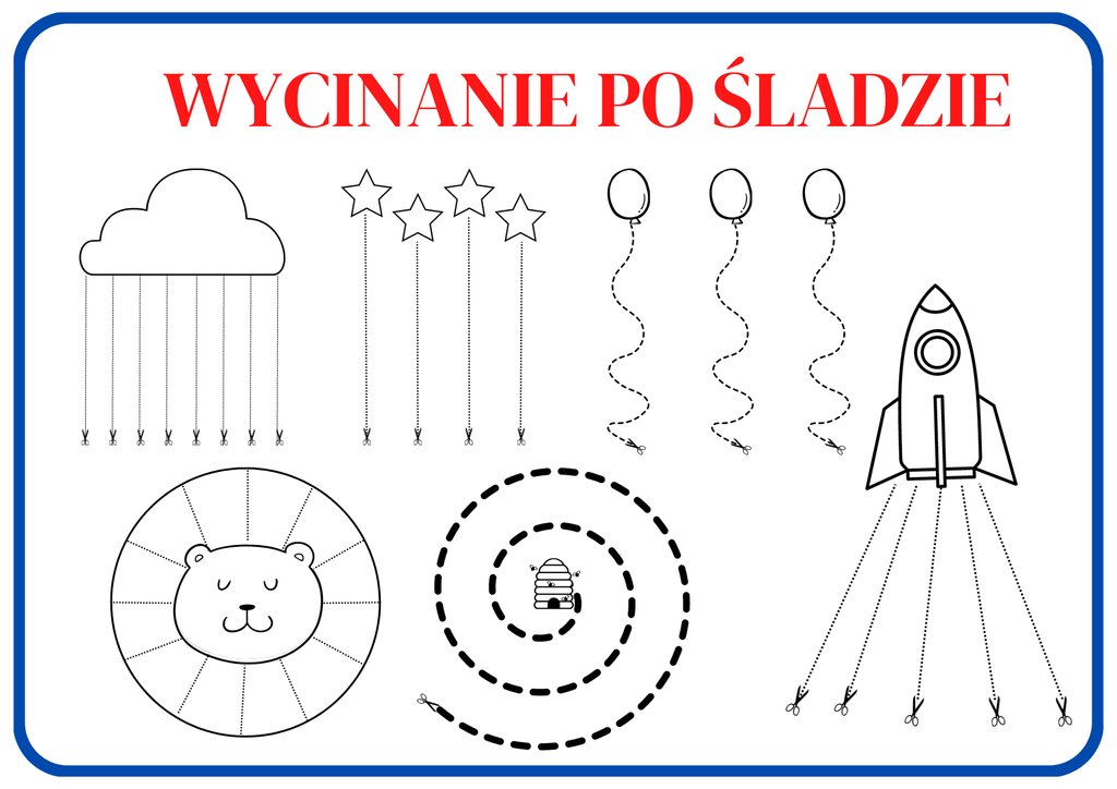 Wycinanie po śladzie PDF dla dzieci - edu - skarbnica.pl
