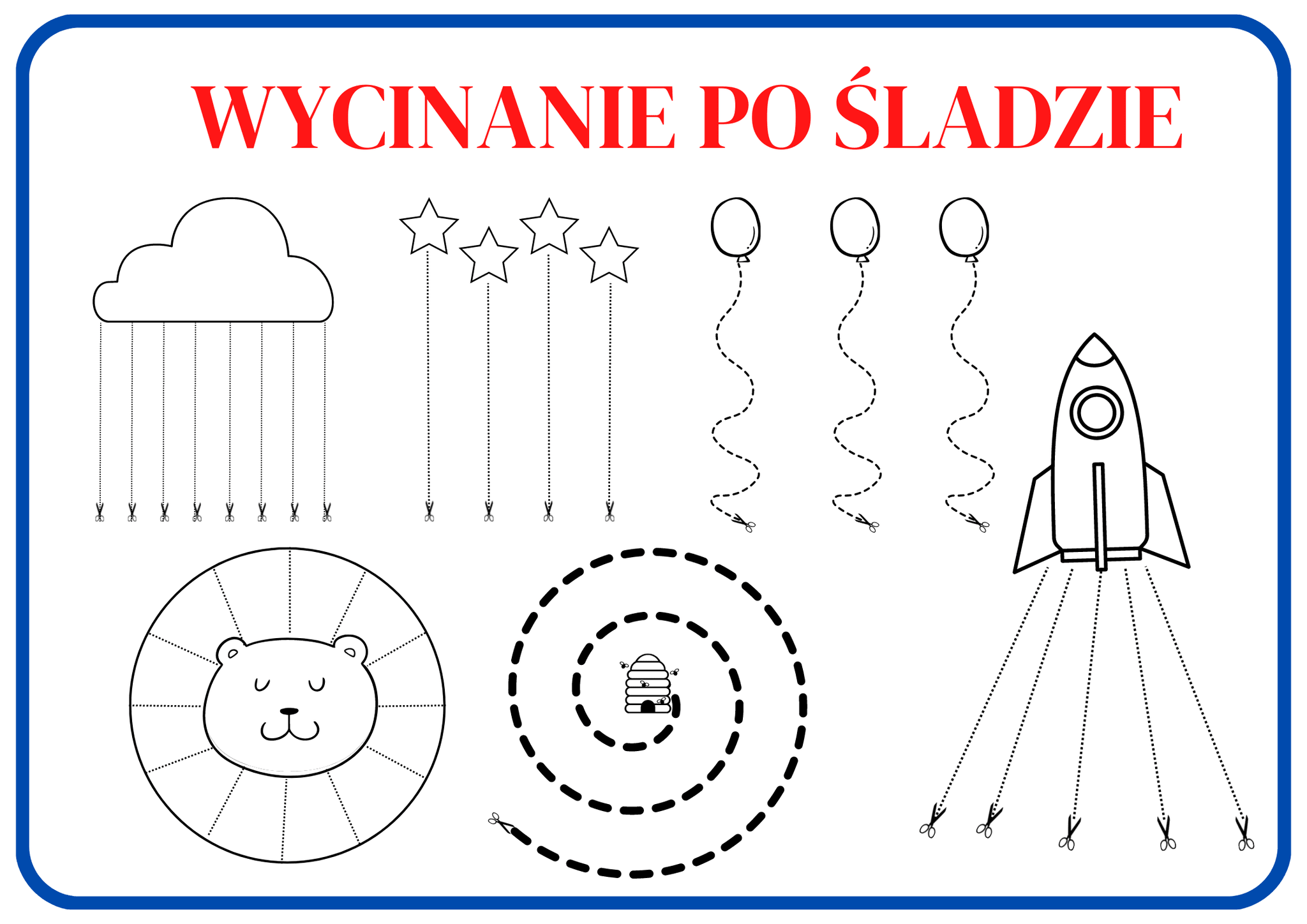 Wycinanie po śladzie PDF dla dzieci - edu - skarbnica.pl