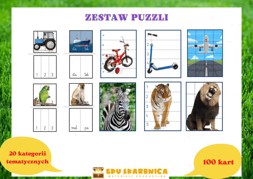 Zestaw puzzlowy PDF dla dzieci - edu - skarbnica.pl