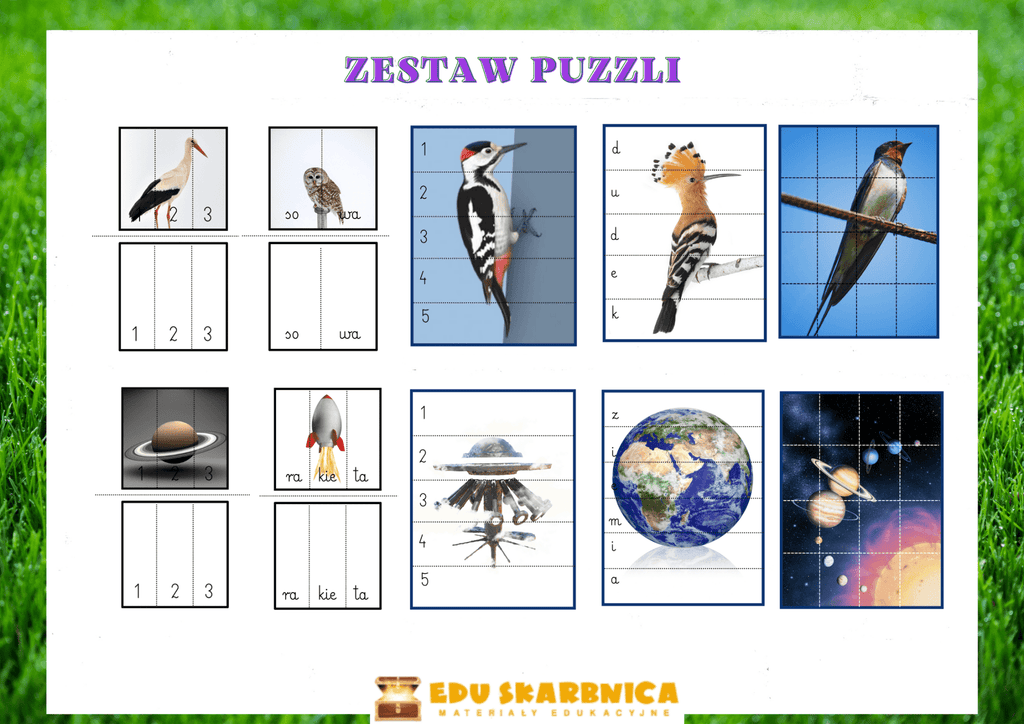 Zestaw puzzlowy PDF dla dzieci - edu - skarbnica.pl