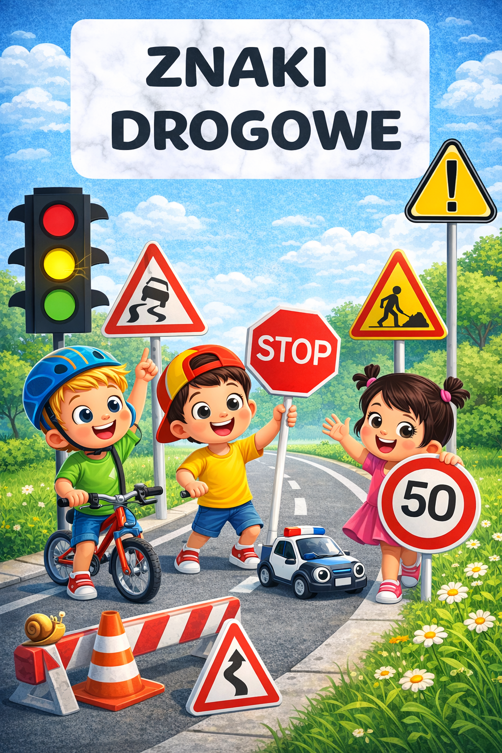 Znaki drogowe zestaw PDF dla dzieci - edu - skarbnica.pl